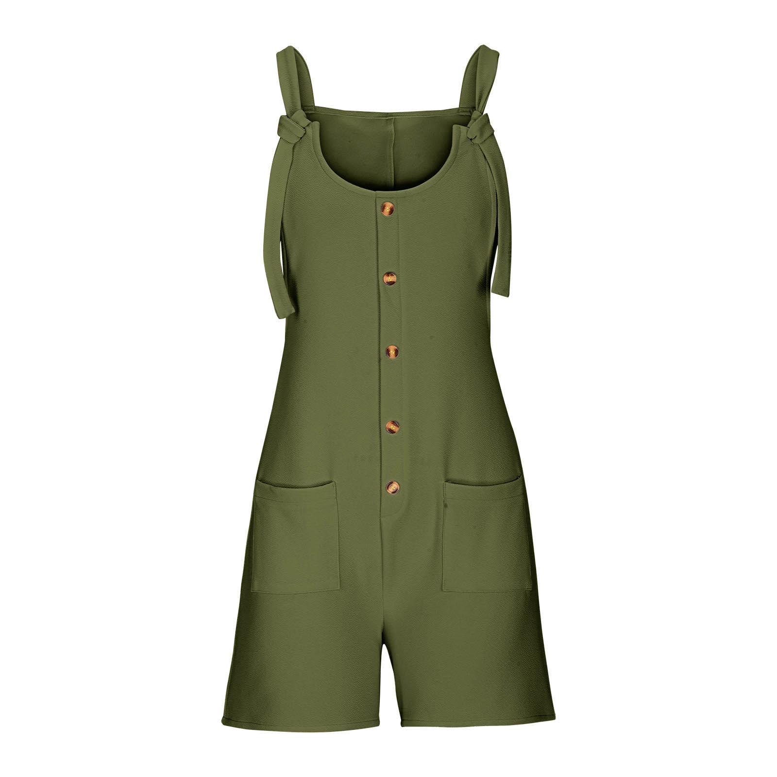 thumbnail image 5 of Mono corto de verano informal con botones para mujer - Poliéster, sin mangas, pantalón corto ancho - S-XXL, 5 of 5